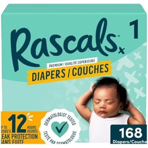 Premium Disposable Baby Diaper, Size 1, Hydrolock Core, AirSpun Softness, Hypoallergenic, Advanced Leak Protection, 168 Count