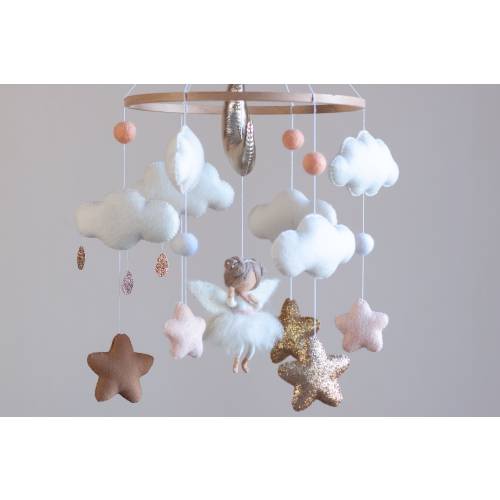Felt Fairy Baby Mobile: Wool Nursery Decor