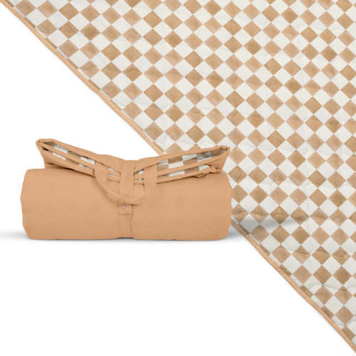 Toki Kids Picnic Blanket, Checker Toffee, 60"x 84"
