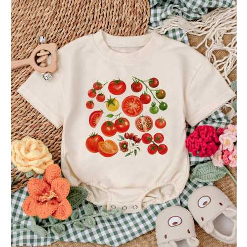 Vintage Tomato Baby Romper, Retro Veggie Bodysuit, Garden Outfit, Newborn Clothes