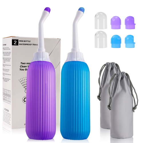 KEKOY 2 Pack Portable Travel Bidets Bottle for Postpartum Care, Handheld Bidet Sprayer with Travel Bag, 500ML Capacity