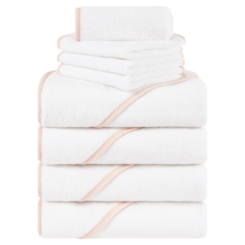 Latitude Run® 100% Cotton Soft Fluffy Hooded Baby Bath Towel Set 8 Piece | Wayfair