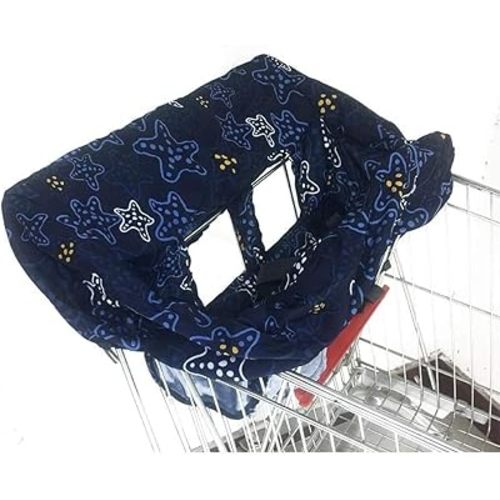 Shopping Trolley Protector with Strap | Baby Shopping Trolley Cover | Universal High Chair and Shopping Cart Cushion | Protective Cover Holding Strap for Optimal Safety for Toddlers (Starfish)