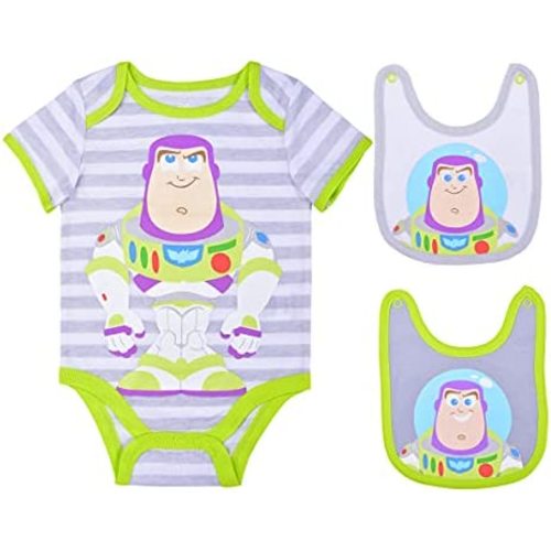 Disney Baby Boys' Monsters Inc, Mickey, or Buzz Lightyear 2 Bibs and Bodysuit Pack