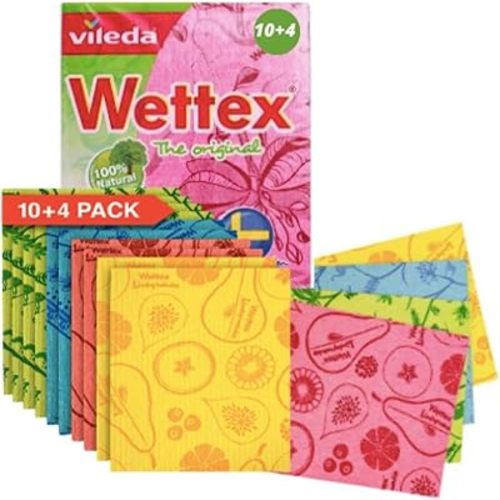 Wettex The Original 14 Pack Swedish Dishcloth for Kitchen - Eco Friendly Reusable Paper Towels - Assorted Dish Cloths for Washing Dishes