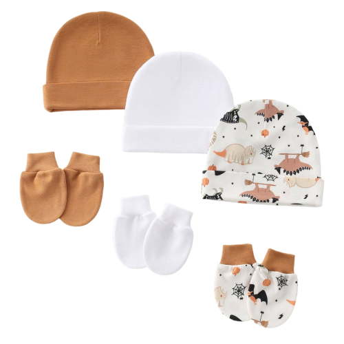 3 Set Baby Hospital Caps Nursing Hat and Mittens Comfortable Fabric Seamless Design for Sensitive Skin Daily Home Use