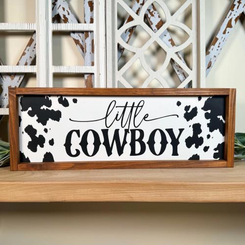 Little Cowboy- Western Nursery Framed Sign, Boys Rodeo Farmhouse Bedroom Decor