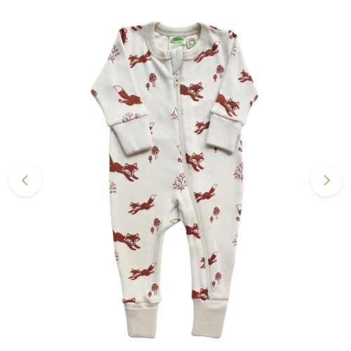 Organic Signature Print '2-Way' Zip Romper - Long Sleeve - “Foxes” - Parade Organics