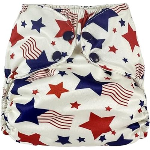 Waterproof Cloth Diaper Cover Reusable Swim Diaper - Adjustable Outer Shell Over an Absorbent Inner Layer to Prevent Urine Blowouts - Outer Star, Size 1 (7-17lbs)
