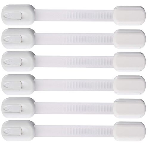 Amazon.com: 6 Pack Vmaisi Multi-Use Adhesive Straps Locks - Childproofing Baby Proofing Cabinet Latches for Drawers, Fridge, Dishwasher, Toilet Seat, Cupboard, Oven,Trash Can, No Drilling (White) (6) : Baby