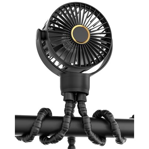 buywoo Portable Stroller Mini Fan, Small Rechargeable Personal Cooler w/ 360° Rotation, 3-Speed, Battery Powered Stroller Accessories, Baby Essentials for Car Seat, Crib, Bike, Treadmill, Ink