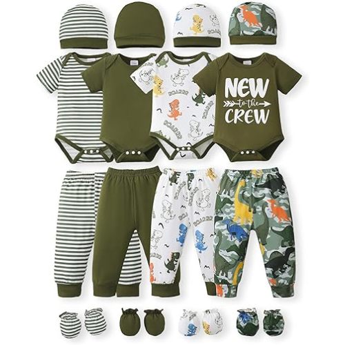 NZRVAWS Newborn Baby Boy Girl Clothes Unisex Preemie Infant Must Have Pants Set Outfits 0-18 Months 20 Pcs Essentials Gift