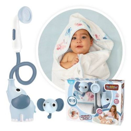 Yookidoo Elephant Baby Shower Bath Toy - Cloudy Blue - 3pc