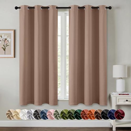MIULEE Blackout Curtains for Bedroom 2 Panels 40 x 63 Inch Long Cappuccino