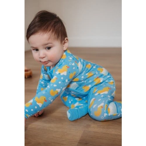 Soft & Stretchy Zipper Footie - Rubber Duckies