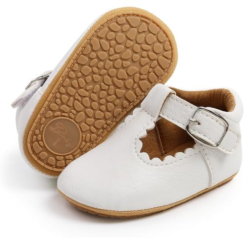SOFMUO Baby Boys Girls Lace Up Leather Sneakers Soft Rubber Sole Infant Moccasins Newborn Oxford Loafers Anti-Slip Toddler Wedding Uniform Dress Shoes