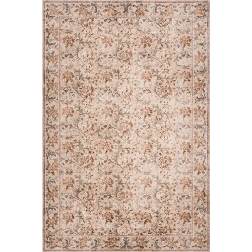 Sinikse Floral and Paisley Washable Rug | Peach