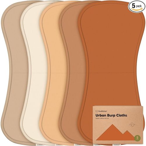 Organic Burp Cloths Baby Boy & Girl - 5-Pack Super Absorbent Cotton Burping Cloths for Babies, Soft & Plush Newborn Spit Up Rags, Infant Towels for Milk Spit Up, Unisex, Large 21" x 10" (Terracotta)