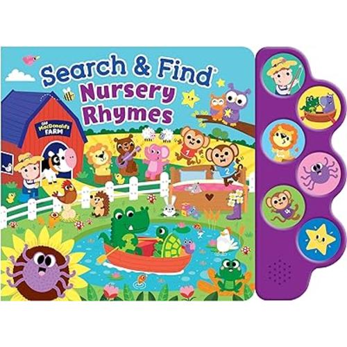 Search & Find Nursery Rhymes – Interactive Sound Book with 6 Buttons | Toddler Musical Board Book | Classic Songs & Hidden Picture Fun | Early Learning Seek and Find Activity Book for Boys & Girls