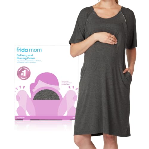 Frida Labor and Delivery Gown for Hospital, Easy-Snap, Tagless Gown | Nursing Gown with Skin-to-Skin Access and Full Coverage in the Back, Soft & Comfortable Fabric