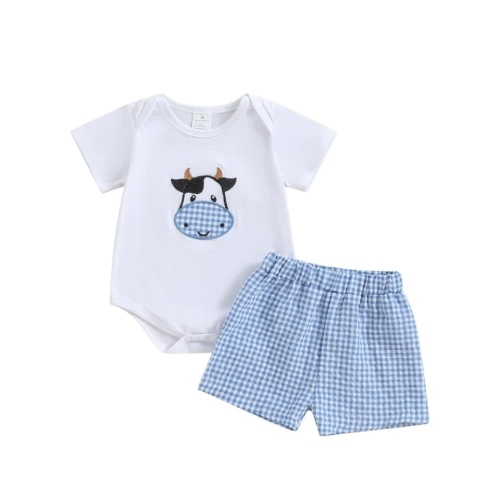 COW Checkered Summer Outfit - Hazel & Bo