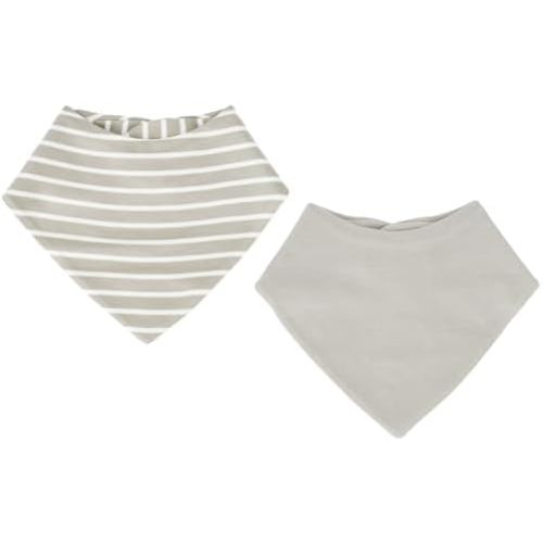 Woolino Merino Wool Baby Bibs - Highly Absorbent Bandana Bib with Cotton Outer Layer and Merino Wool Inner Layer - Pack of 2