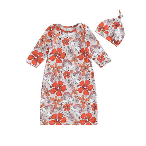 GXFC Preemie Girls Pajamas Newborn Girls Long Sleeve Bear Print Sleep Bag Wearable Blanket Sleep Sackwith Hat Set for Infant Girls 0-12M