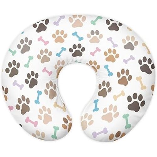 Multi Paw and Bone Breastfeeding Pillow Slipcover for Baby Newborn U-Shaped Breastfeeding Pillowcase Cushion Cover Stretchy Replaceable Pillow Cover Slipcover
