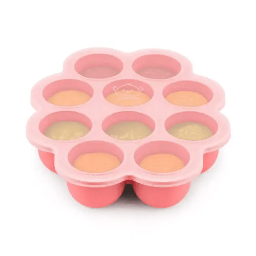 Silicone Baby Food Freezer Tray with Clip-on Lid, BPA-Free Baby Food Storage