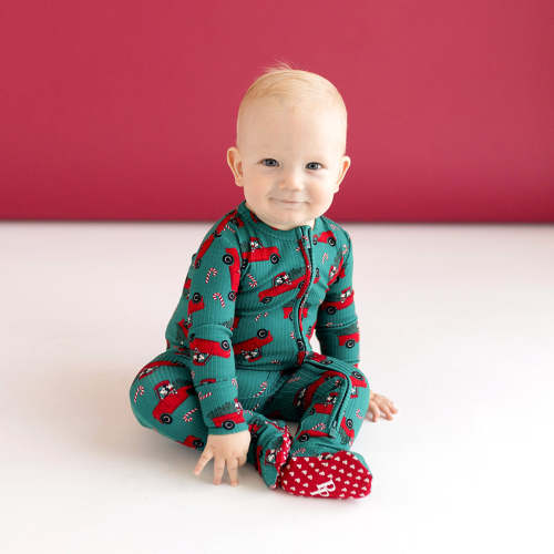 Disney Yuletide Mickey Mouse Footie Zippered One Piece