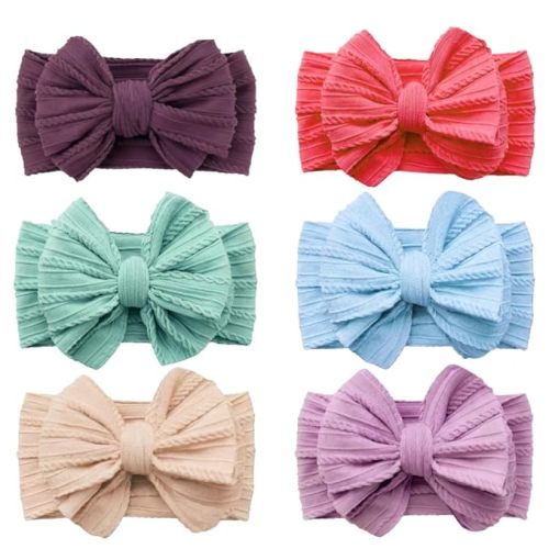 Baby Bows Headbands Soft Nylon Handmade Hair Accessories for Newborn Infant Toddler Kids (6 Mixed Pink, Large)