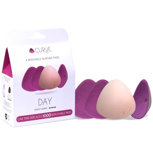 Essential Plus Day Nursing Pads – 4-Pack Reusable Ultra-Absorbent Breastfeeding Pads – Leakproof & Washable – Heavy Flow Protection – Oeko-TEX Certified