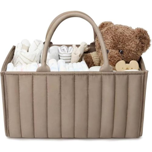 Spacious Diaper Caddy Organizer - Customizable Baby Organizers and Storage for Mom - Portable, Stylish Design - Ideal for Newborn Essentials and Nursery Organization (Brown)