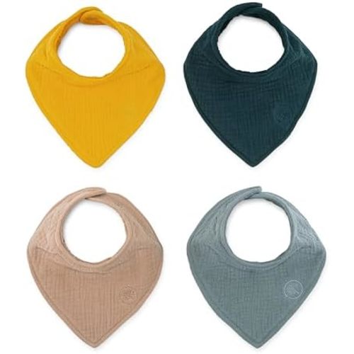 Parker Baby Muslin Bandana Drool Bibs | 100% Soft Muslin Cotton, Absorbent & Adjustable | Stylish Teething & Drooling Bibs