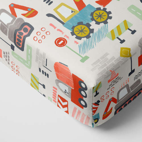 Mini Builders Fitted Crib Sheet | Little Sleepies