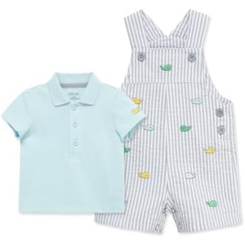Little Me Baby Boy Shortall Set – 2-Piece, Tee Shirt and Overall Shorts, Cute and Comfy Outfits