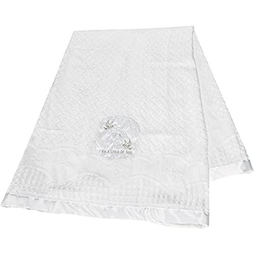 Baptism Christening Gifts for Girls Boys White Baby Blanket Embroidered Shawl Towel Newborn Neutral Baptismal Gifts