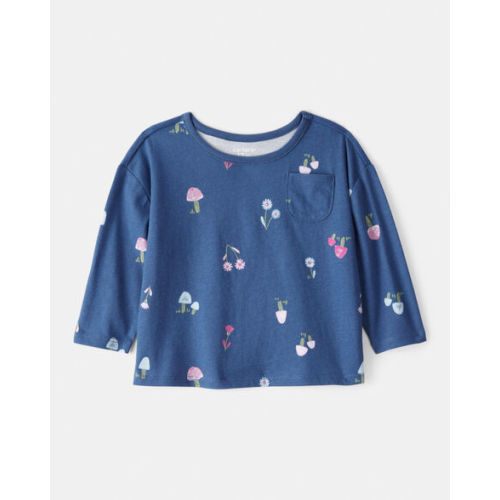 Baby Girl Floral Cotton Long-Sleeve Top - Blue - Carter's | Carter's