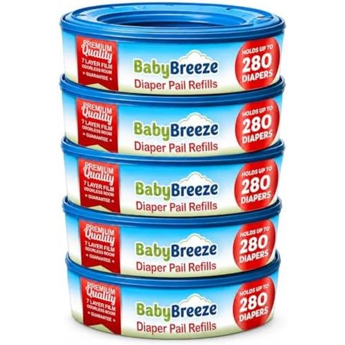 Diaper Pail Refill Bags for Diaper Genie, 5-Pack, 1400 Count