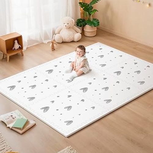 72x48 Baby Crawling Mat,Baby Foam Play Mat,Floor Mats for Kids for Infants with Interlocking Floor Tiles,Toddler Playmats for Indoor and Outdoor,Easy to Clean Playroom Mats(Love+Bubble)
