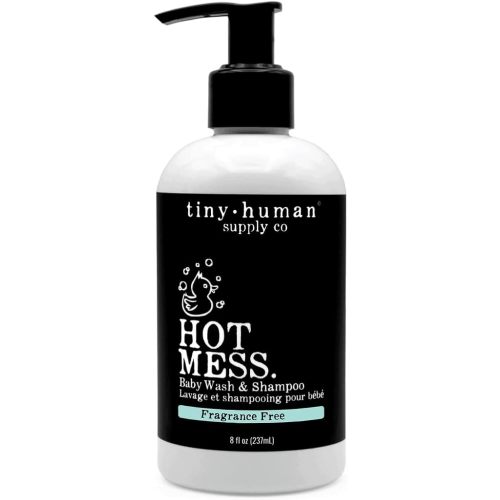 Tiny Human Supply Co Hot Mess Baby Wash & Shampoo, Fragrance Free, 8oz (1-pack) pH Balanced, Natural Ingredients, No Added Sulfates, Dyes, Parabens, or Phthalates
