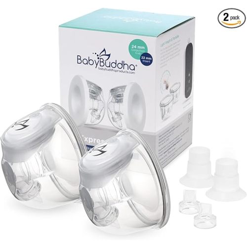 BabyBuddha Hands Free Milk Collection Cups for Breast Pump, 8 Fl Oz Each, Wearable Breastmilk Containers, Compatible with BabyBuddha Pump, Spill Resistant Design, Small Flange 22 to 24mm, 2 Pack