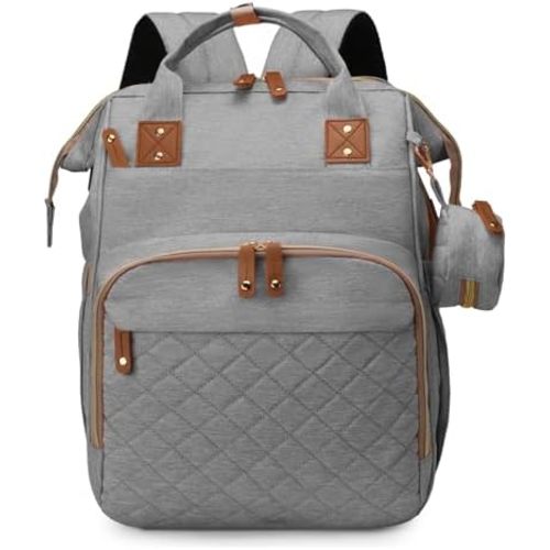 houscly Diaper Bag Backpack with Changing Station,Baby Bags New Mom Gifts Pañaleras Para Bebe Baby Girl Newborn Essentials Must Haves Baby Shower Gifts Baby Registry Search Light Gray