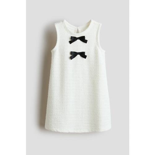 BOW-DETAIL BOUCLÉ-WEAVE DRESS