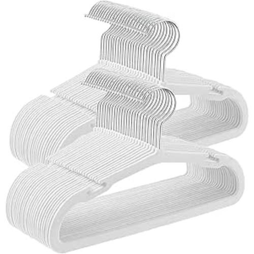SONGMICS Baby Hangers 50 Pack, 11 x 6.9 Inches, Kids Hangers for Closet, Non-Slip Velvet Hangers, Childrens Hangers, Space-Saving Clothes Hangers, Wide Shoulder Notches, Cloud White UCRF037W01
