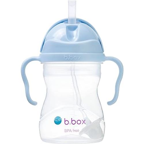 b.box Sippy Cup with Fliptop Straw, Drink from any Angle | Weighted Straw, Spill Proof, Leak Proof & Easy Grip | BPA Free, Dishwasher safe | For Babies 6m+ to Toddlers (Bubblegum, 8 oz)