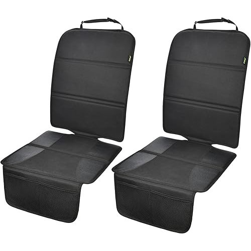 PIDO Car Seat Protector, 2 Pack Seat Protector Under Baby Carseat with Thick Padding and Non-Slip Back, Waterproof Carseat Protection Cover Pad for Vehicle Leather Upholstery, Black