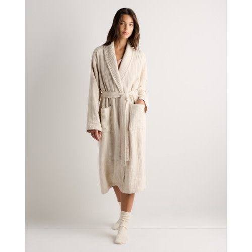 Soft Layered Turkish Cotton Robe in White