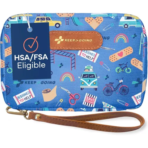 KeepGoing Travel First Aid Kit for Kids – 130 Pc. for Car, Home, Purse, Diaper Bag & Backpack with Latex-Free Bandages - Mini First Aid Kit Travel Size TSA-Approved