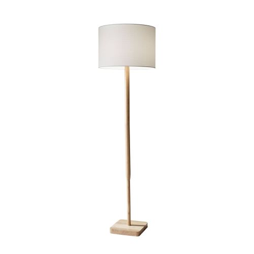 Adesso Ellis 58.5-in Natural Rubber Wood Standard Floor Lamp with Linen Shade